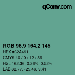 Color code: RGB 98.9 164.2 145 | qconv.com