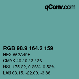 Color code: RGB 98.9 164.2 159 | qconv.com