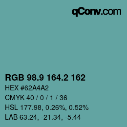 カラーコード: RGB 98.9 164.2 162 | qconv.com
