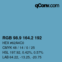 Color code: RGB 98.9 164.2 192 | qconv.com