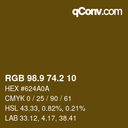 Color code: RGB 98.9 74.2 10 | qconv.com