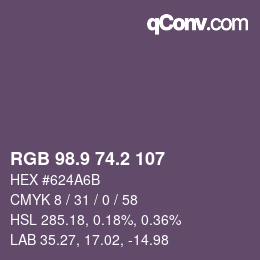 Color code: RGB 98.9 74.2 107 | qconv.com