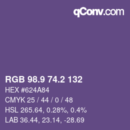 Color code: RGB 98.9 74.2 132 | qconv.com