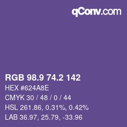 Color code: RGB 98.9 74.2 142 | qconv.com