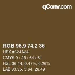 Color code: RGB 98.9 74.2 36 | qconv.com