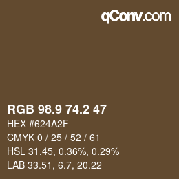 Color code: RGB 98.9 74.2 47 | qconv.com