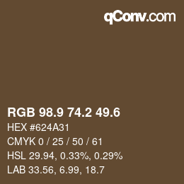 カラーコード: RGB 98.9 74.2 49.6 | qconv.com