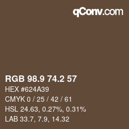 Color code: RGB 98.9 74.2 57 | qconv.com