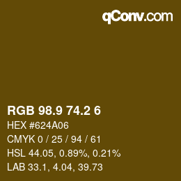Color code: RGB 98.9 74.2 6 | qconv.com