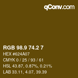 カラーコード: RGB 98.9 74.2 7 | qconv.com