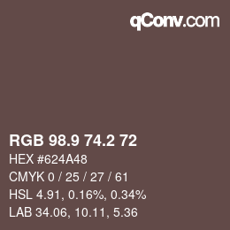 Color code: RGB 98.9 74.2 72 | qconv.com