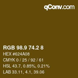 カラーコード: RGB 98.9 74.2 8 | qconv.com