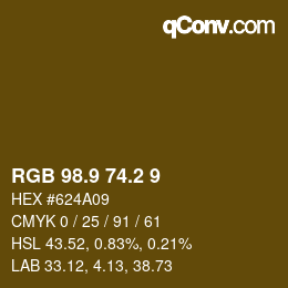 カラーコード: RGB 98.9 74.2 9 | qconv.com