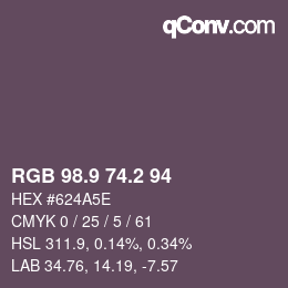 Color code: RGB 98.9 74.2 94 | qconv.com