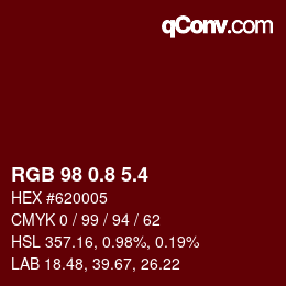 カラーコード: RGB 98 0.8 5.4 | qconv.com