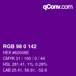 Color code: RGB 98 0 142 | qconv.com