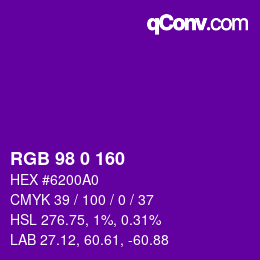 Color code: RGB 98 0 160 | qconv.com