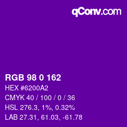 Color code: RGB 98 0 162 | qconv.com