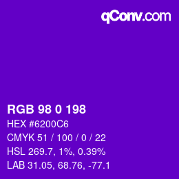 Color code: RGB 98 0 198 | qconv.com