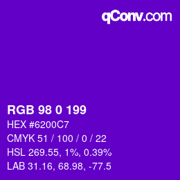 Color code: RGB 98 0 199 | qconv.com
