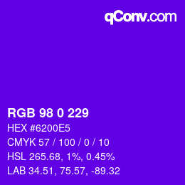 Color code: RGB 98 0 229 | qconv.com