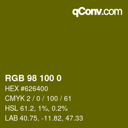 Color code: RGB 98 100 0 | qconv.com