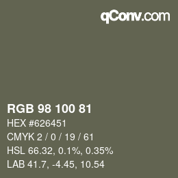 Code couleur: RGB 98 100 81 | qconv.com