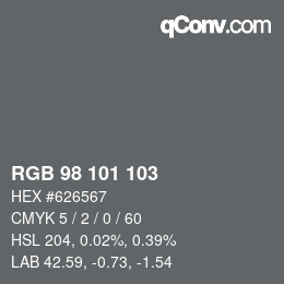 Color code: RGB 98 101 103 | qconv.com