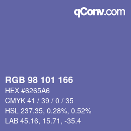 Color code: RGB 98 101 166 | qconv.com