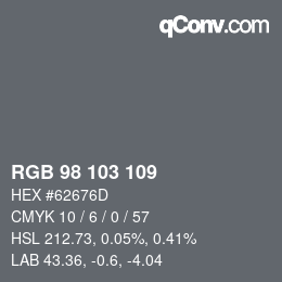 Color code: RGB 98 103 109 | qconv.com