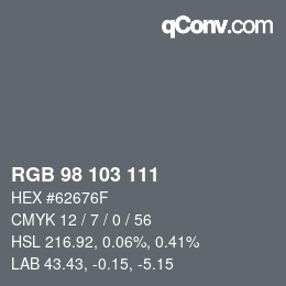 颜色代码: RGB 98 103 111 | qconv.com