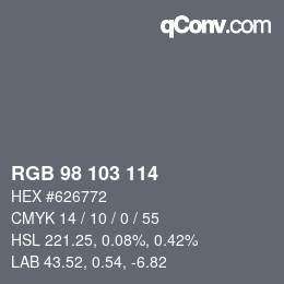 Color code: RGB 98 103 114 | qconv.com