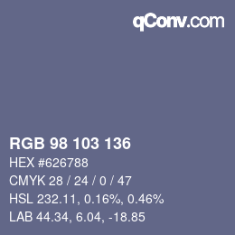 Color code: RGB 98 103 136 | qconv.com