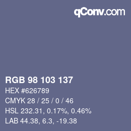Color code: RGB 98 103 137 | qconv.com