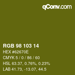 Color code: RGB 98 103 14 | qconv.com
