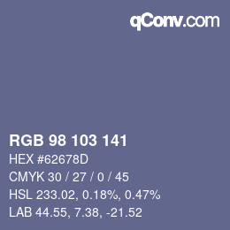 Color code: RGB 98 103 141 | qconv.com