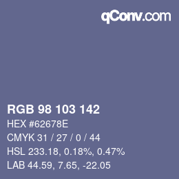 Color code: RGB 98 103 142 | qconv.com