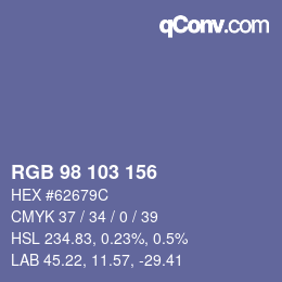 Color code: RGB 98 103 156 | qconv.com