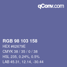 カラーコード: RGB 98 103 158 | qconv.com