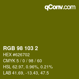 カラーコード: RGB 98 103 2 | qconv.com
