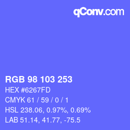 Color code: RGB 98 103 253 | qconv.com