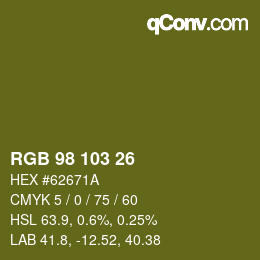 颜色代码: RGB 98 103 26 | qconv.com
