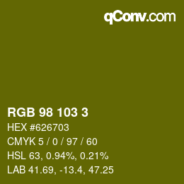 Color code: RGB 98 103 3 | qconv.com