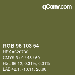 Color code: RGB 98 103 54 | qconv.com