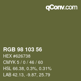 Color code: RGB 98 103 56 | qconv.com