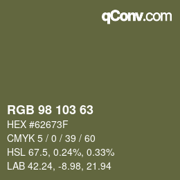 Farbcode: RGB 98 103 63 | qconv.com