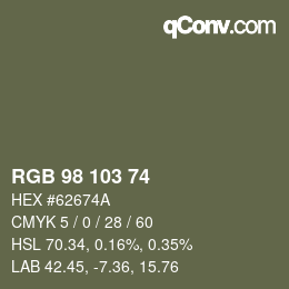 カラーコード: RGB 98 103 74 | qconv.com
