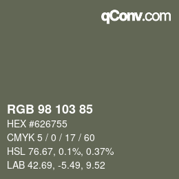Color code: RGB 98 103 85 | qconv.com
