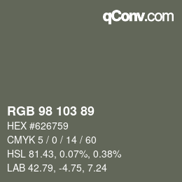 Color code: RGB 98 103 89 | qconv.com