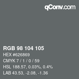 カラーコード: RGB 98 104 105 | qconv.com